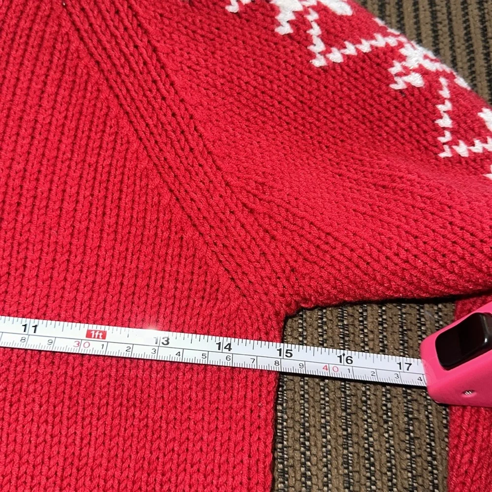 GAP KID CHRISTMAS SWEATER Hoodie KANGAROO POCKET SIZE XL (12) Red White silver